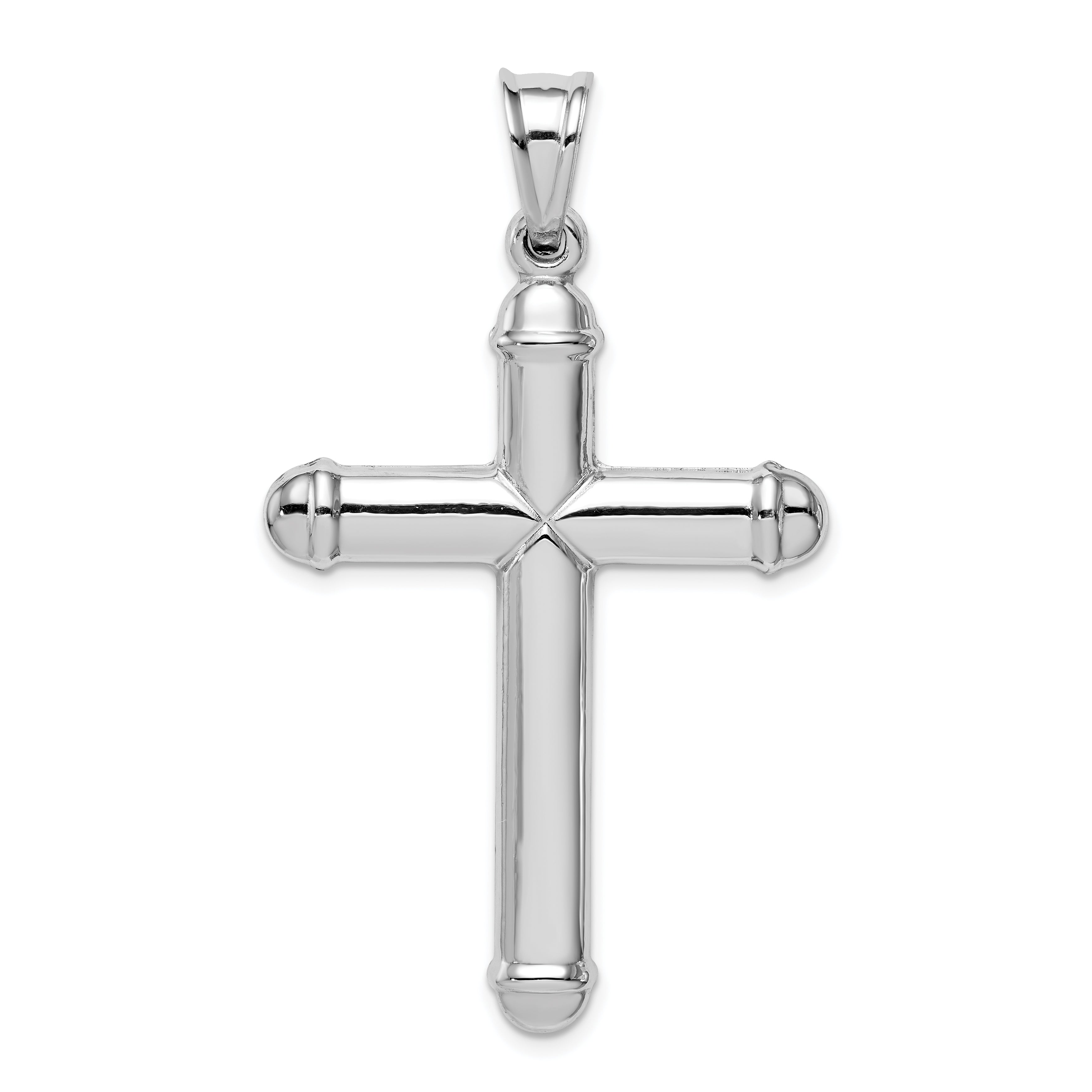14K White Gold Hollow Cross Pendant