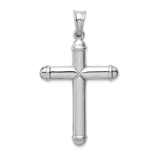 14K White Gold Hollow Cross Pendant