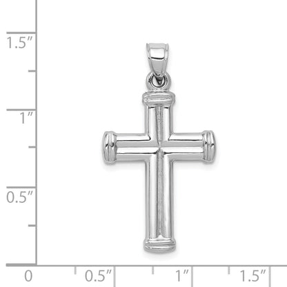 14K White Gold Hollow Cross Pendant