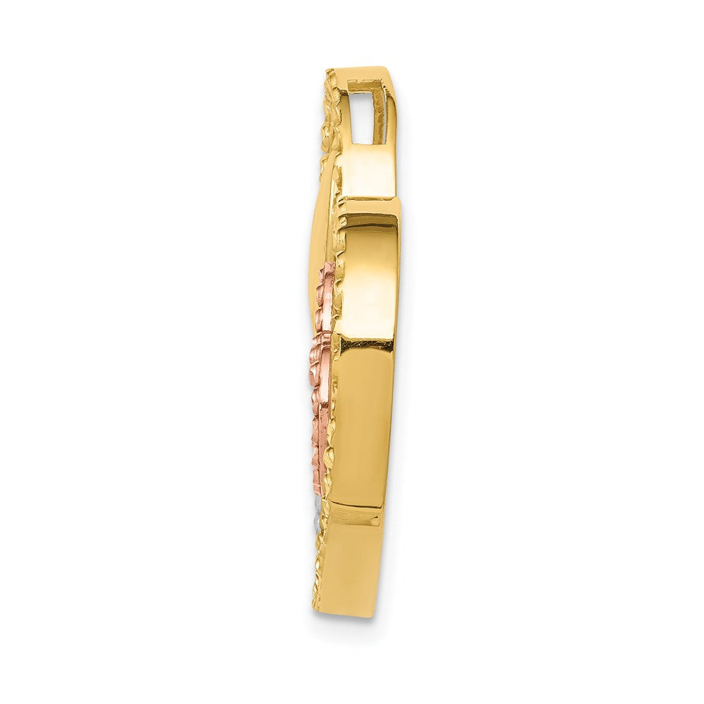 14K Two-Tone Yellow & Rose Gold W/Rhodium Heart Chain Slide