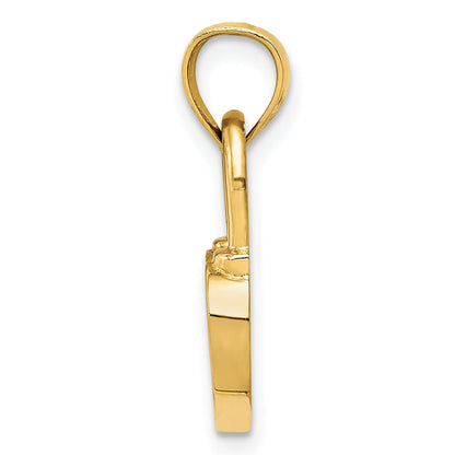 14K Yellow Gold Polished Heart Lock Charm
