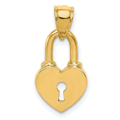14K Yellow Gold Polished Heart Lock Charm