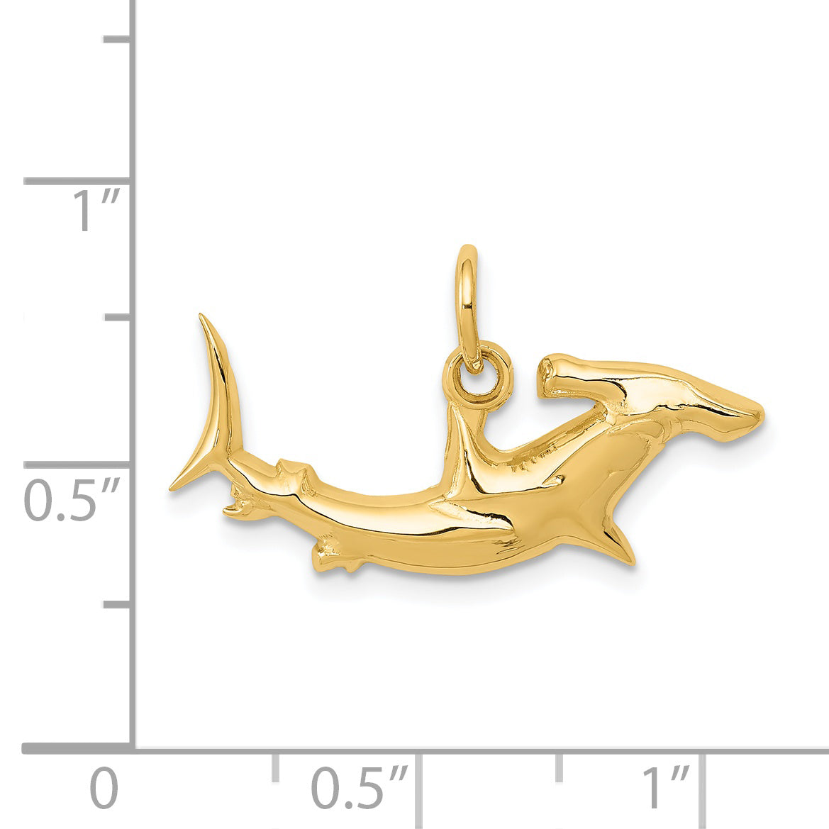 14K Yellow Gold Hammerhead Shark Charm