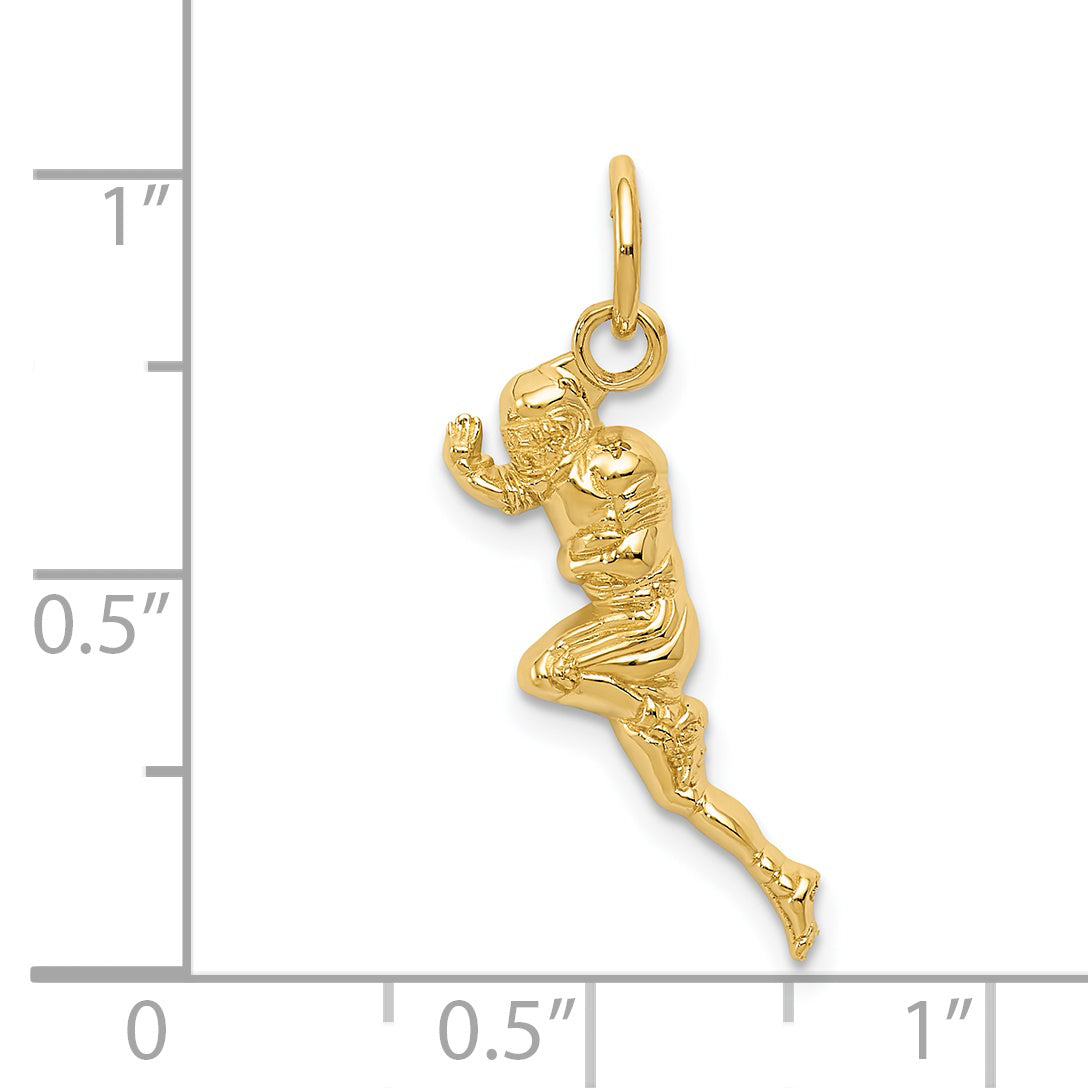 14K Yellow Gold Football Player Charm