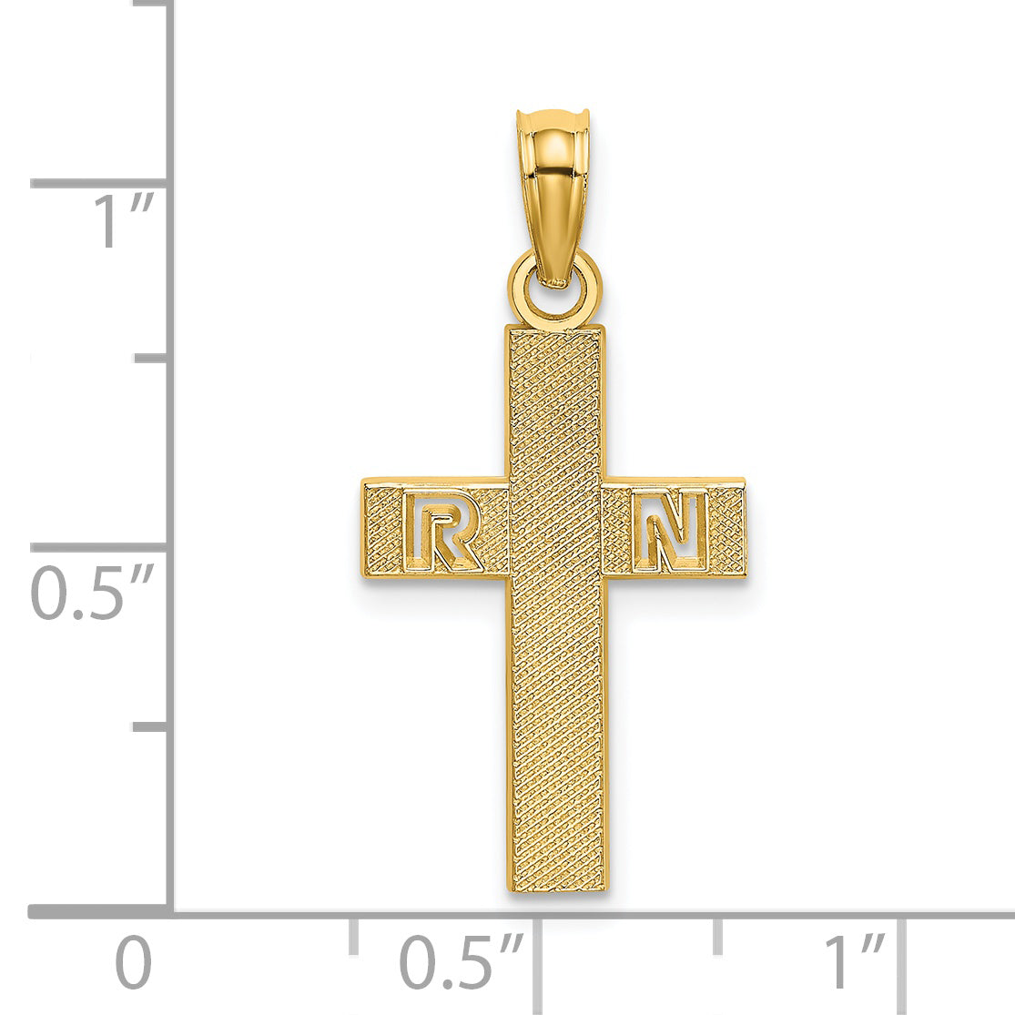 14K Yellow Gold Rn Cross Charm