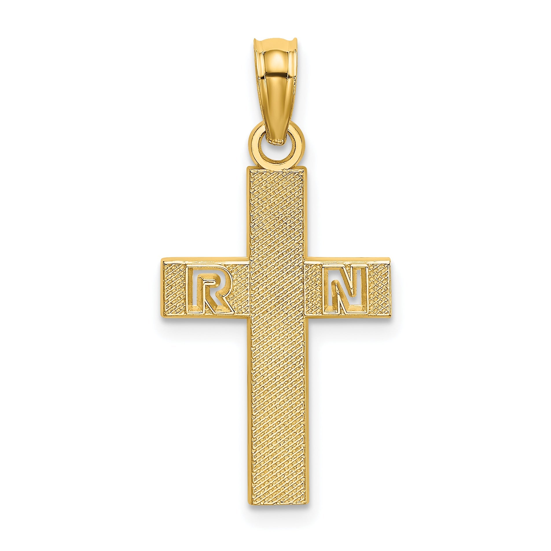 14K Yellow Gold Rn Cross Charm