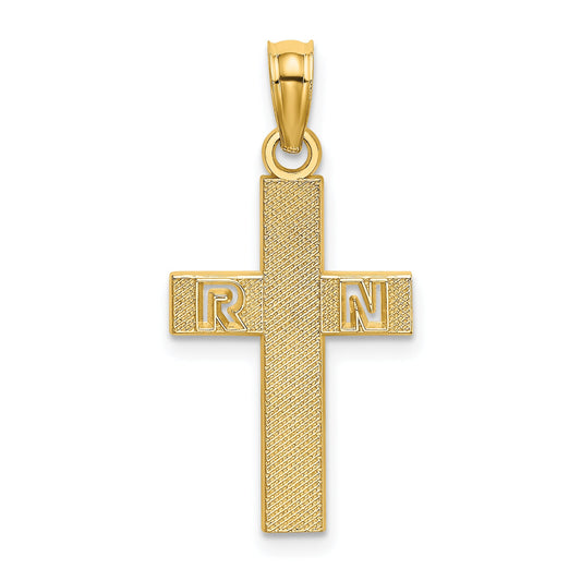 14K Yellow Gold Rn Cross Charm