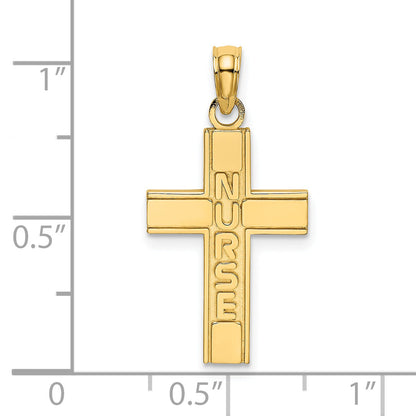 14K Yellow Gold Nurse Cross Charm