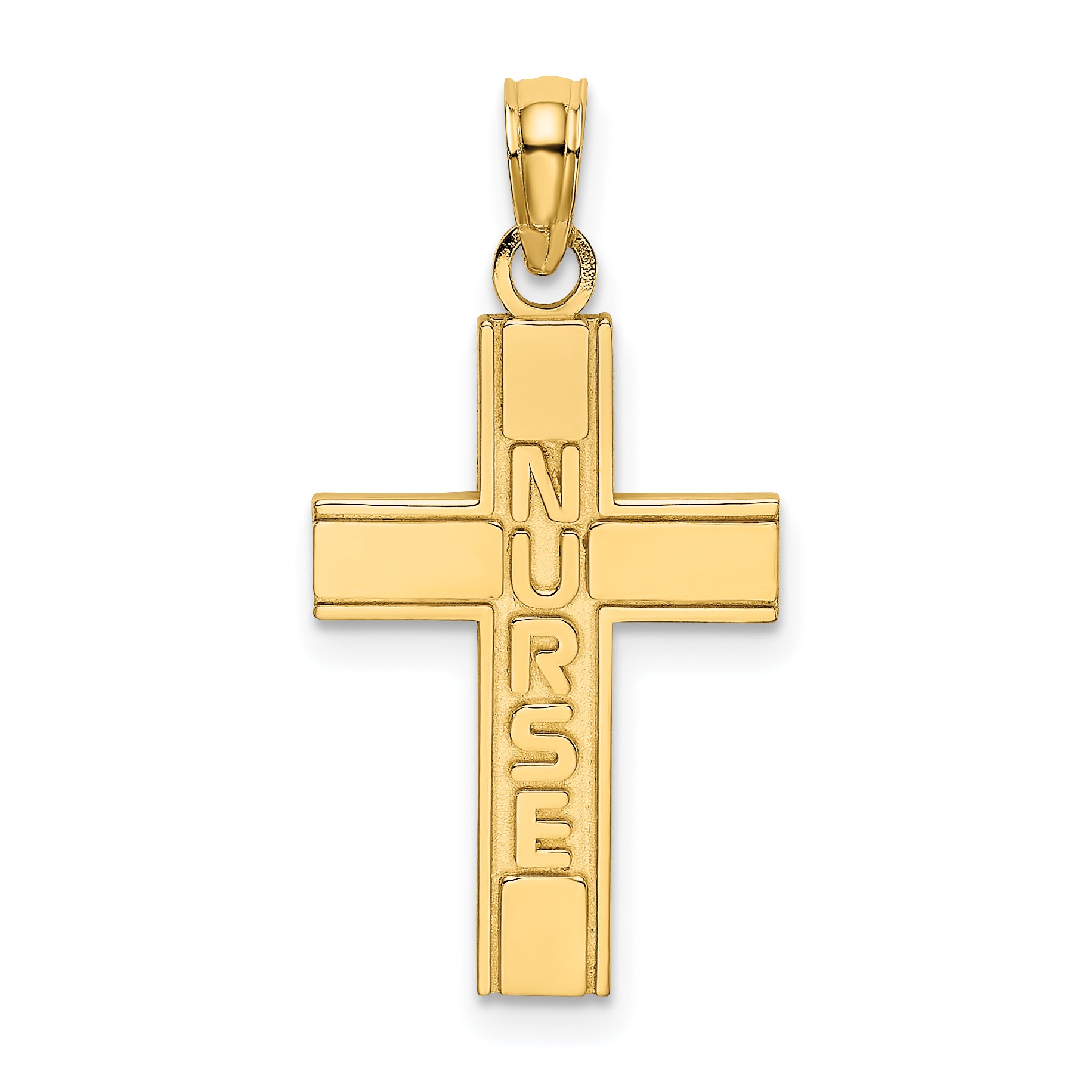 14K Yellow Gold Nurse Cross Charm