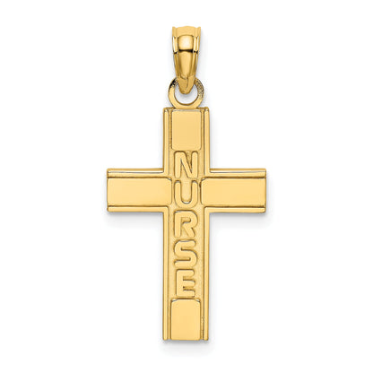 14K Yellow Gold Nurse Cross Charm