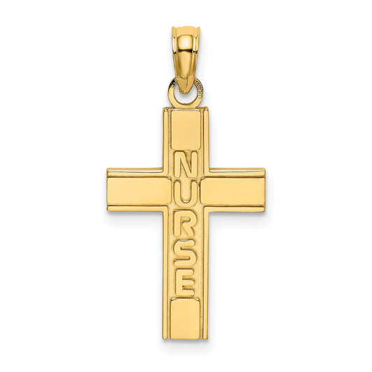 14K Yellow Gold Nurse Cross Charm