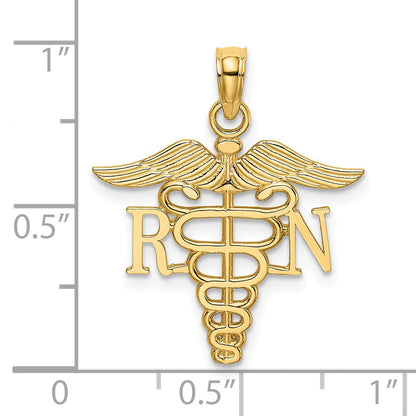 14K Yellow Gold Rn Caduceus Charm