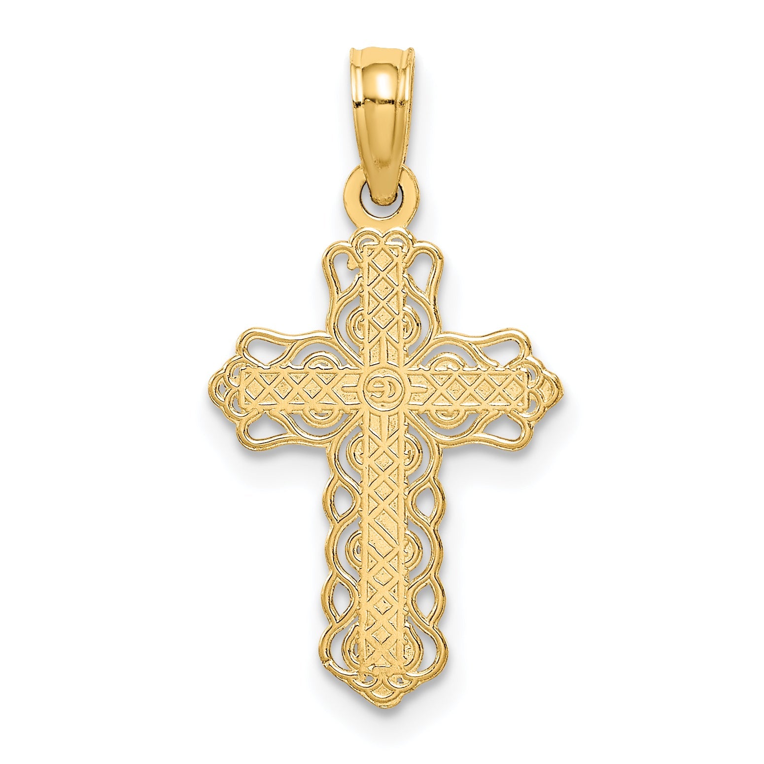 14K Yellow Gold Budded Cross Charm