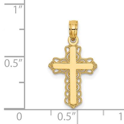 14K Yellow Gold Budded Cross Charm