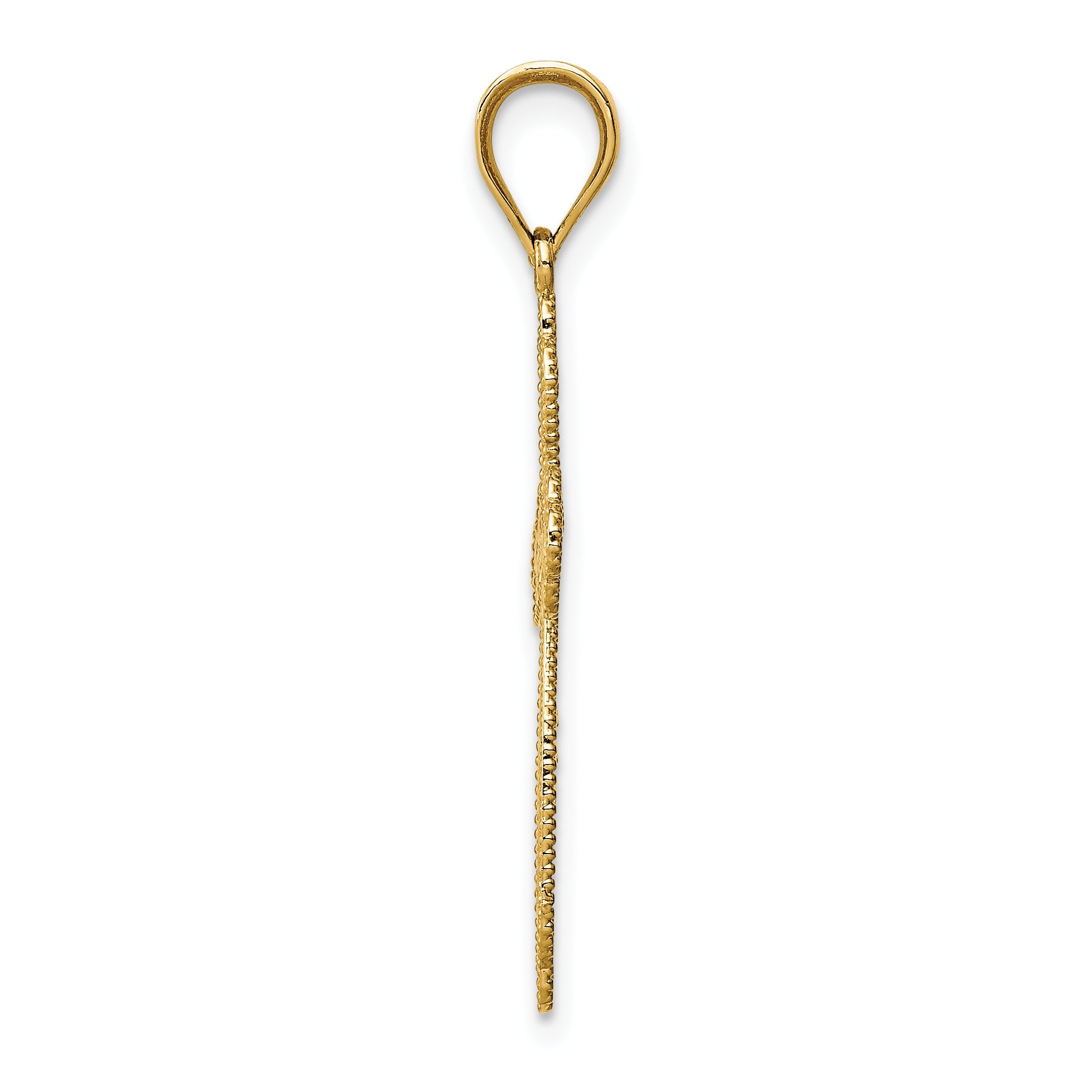 14K Yellow Gold Budded Cross Pendant