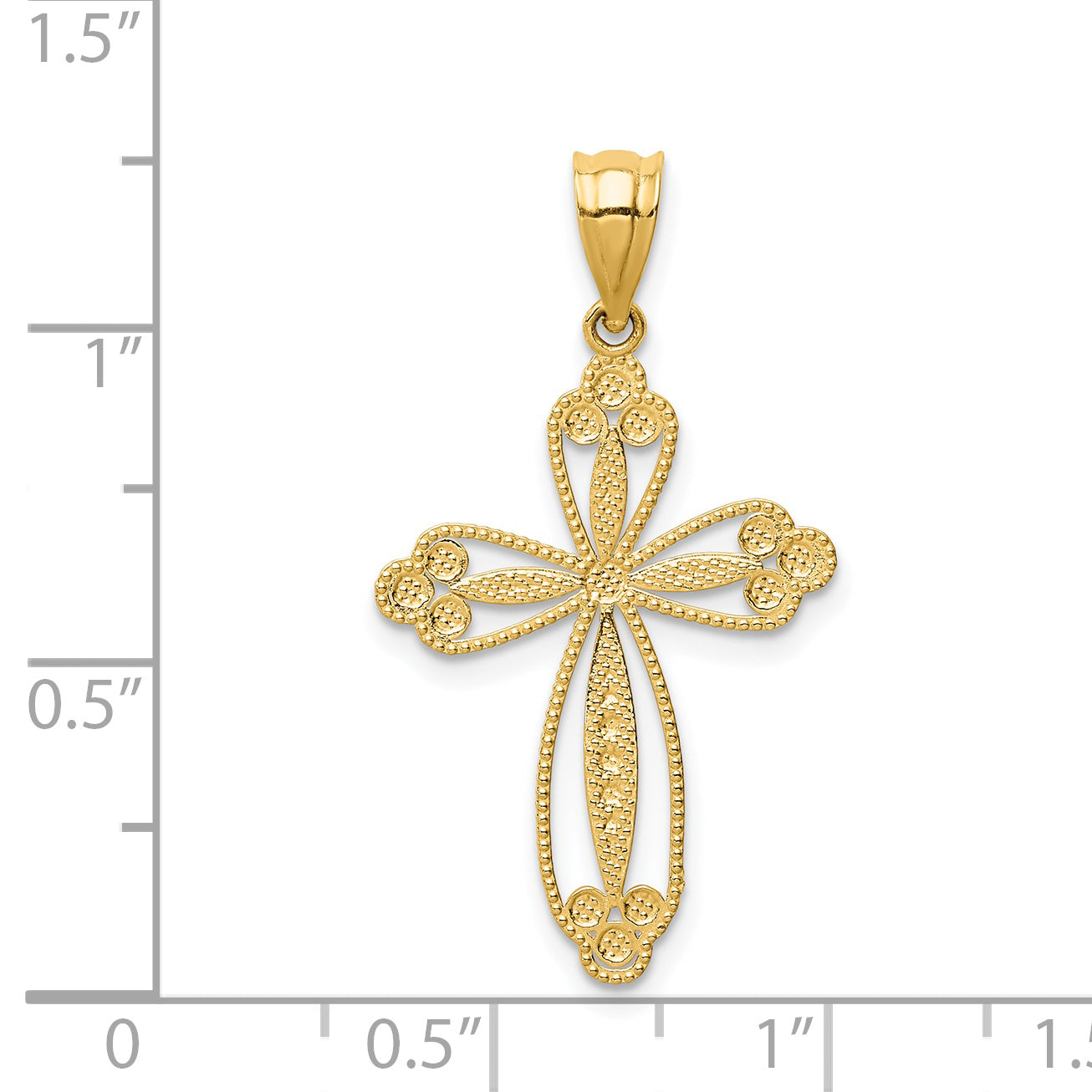 14K Yellow Gold Budded Cross Pendant