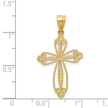 14K Yellow Gold Budded Cross Pendant