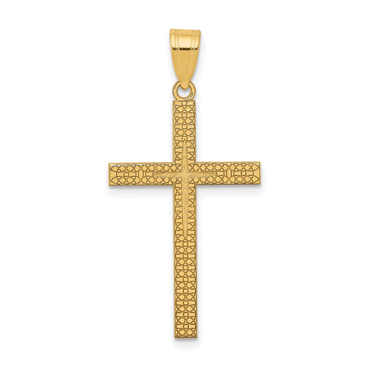 14K Yellow Gold Diamond-Cut Latin Cross Pendant