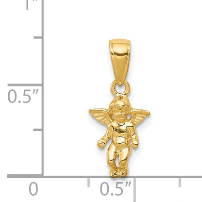 14K Yellow Gold 3D Small Guardian Angel Pendant