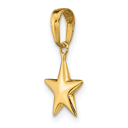 14K Yellow Gold Small Polished 3-D Star Charm