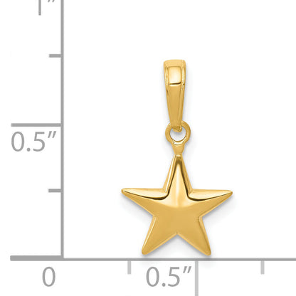 14K Yellow Gold Small Polished 3-D Star Charm