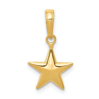 14K Yellow Gold Small Polished 3-D Star Charm