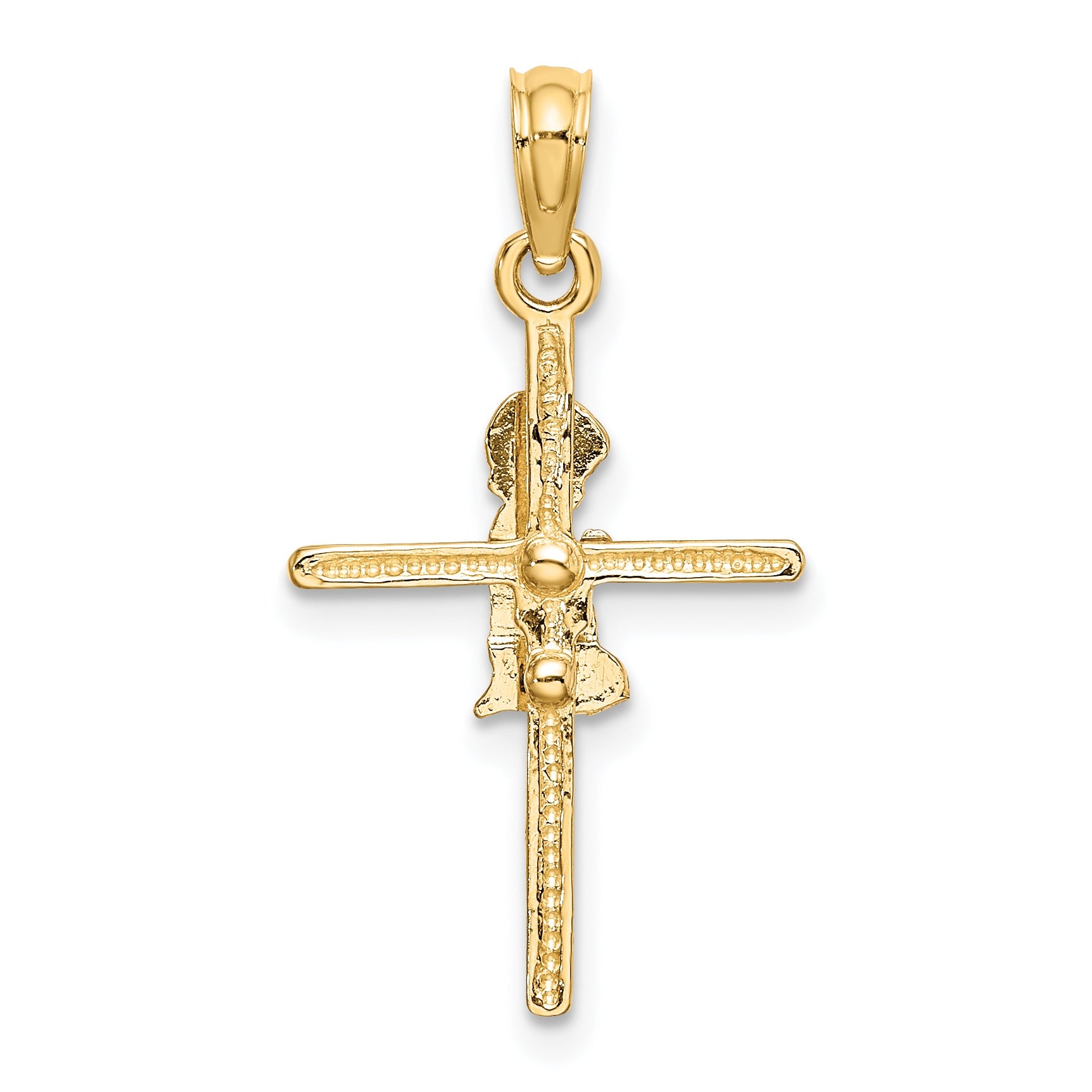 14K Yellow Gold Praying Boy Cross Charm