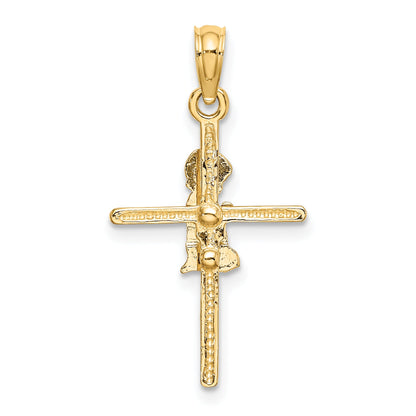14K Yellow Gold Praying Boy Cross Charm