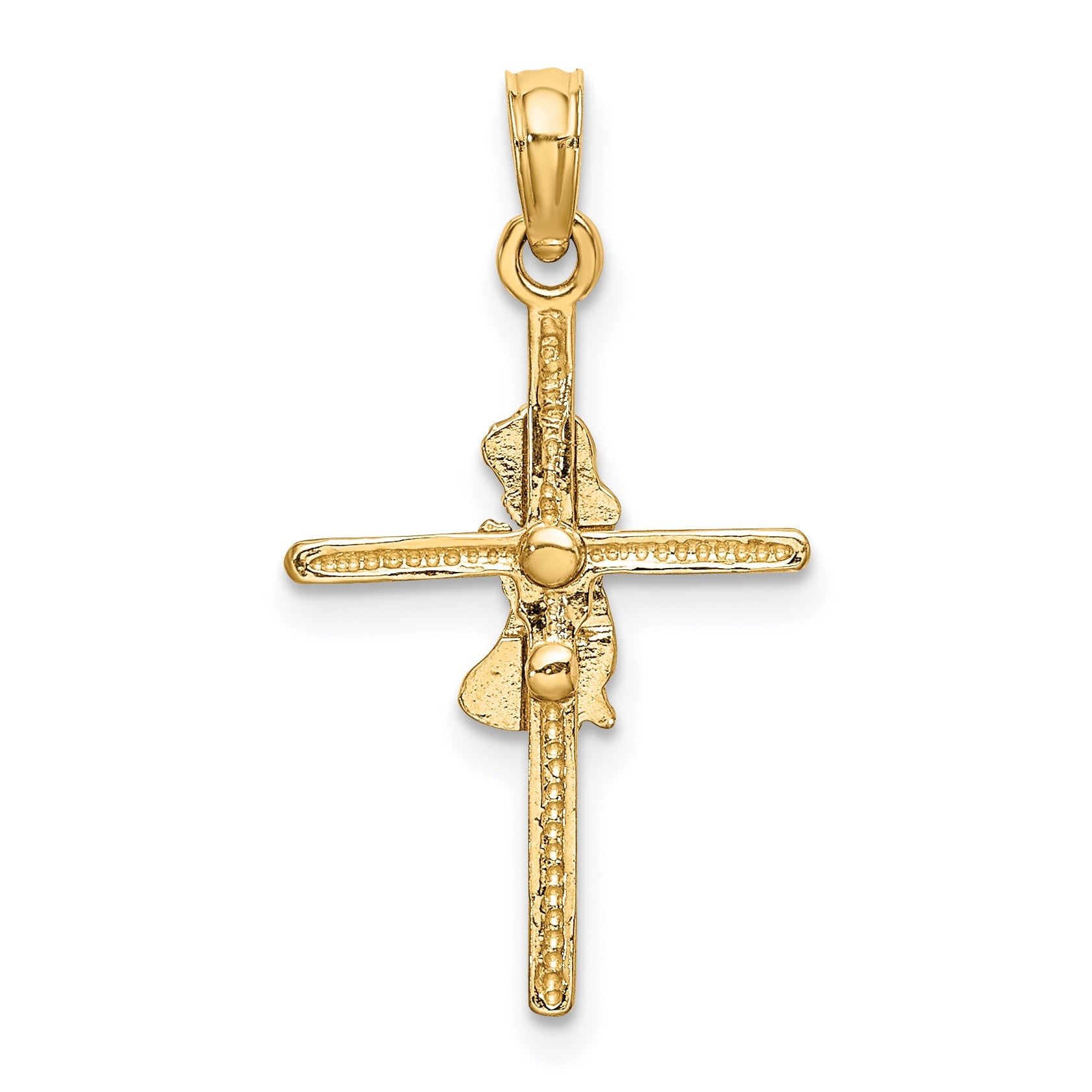 14K Yellow Gold Praying Girl Cross Charm