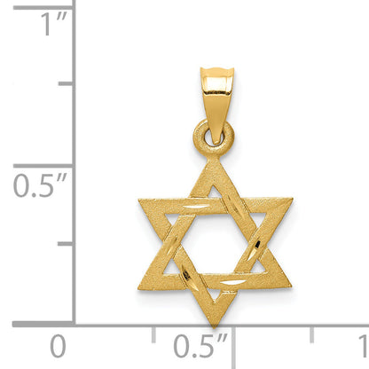 14K Yellow Gold Solid Satin Star Of David Charm