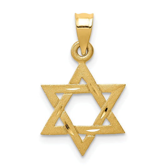 14K Yellow Gold Solid Satin Star Of David Charm