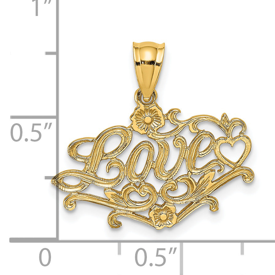 14K Yellow Gold Love With Heart Charm