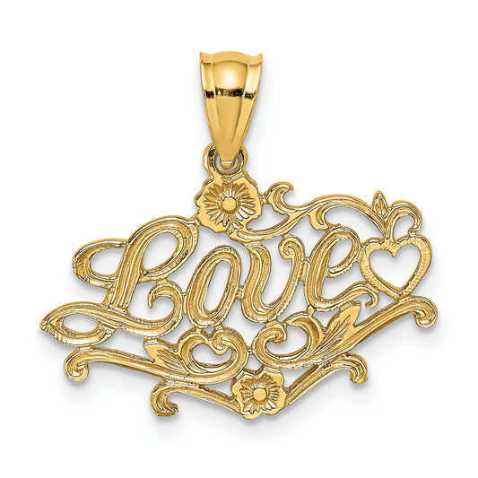 14K Yellow Gold Love With Heart Charm