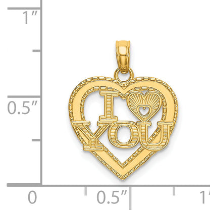 14K Yellow Gold I Heart You Charm