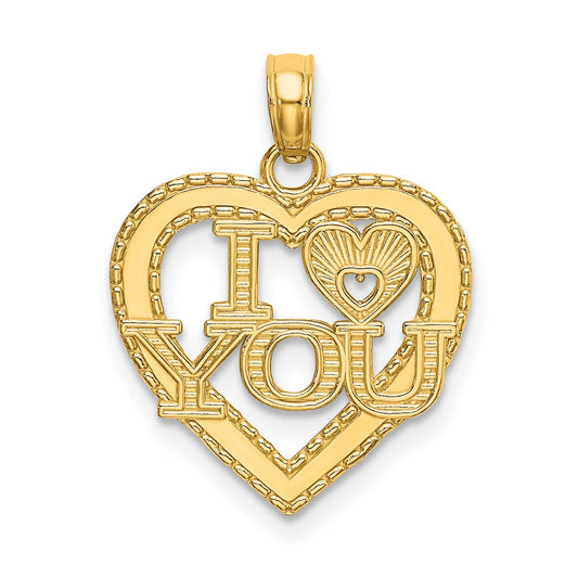 14K Yellow Gold I Heart You Charm