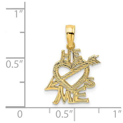 14K Yellow Gold He Loves Me Heart Charm
