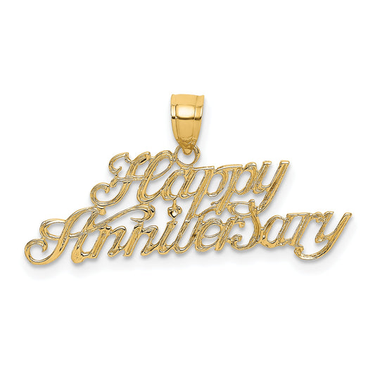14K Yellow Gold Polished Happy Anniversary Charm