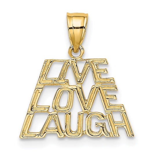 14K Yellow Gold Live Laugh Love Charm
