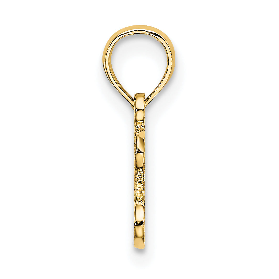 14K Yellow Gold Polished / Textured I Love Charm