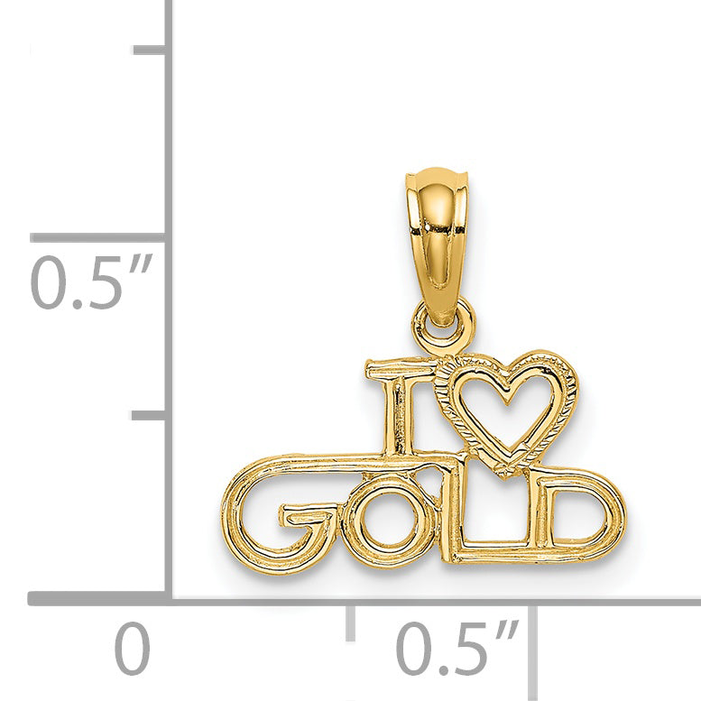 14K Yellow Gold Polished / Textured I Love Charm