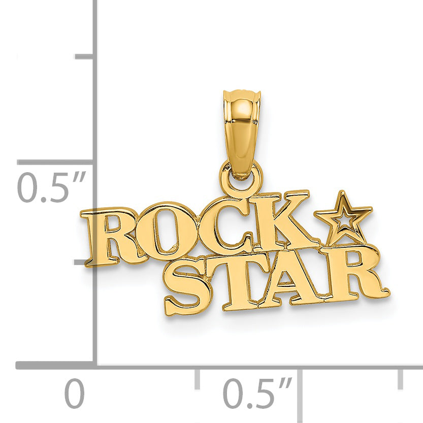 14K Yellow Gold Polished Rock Star Charm