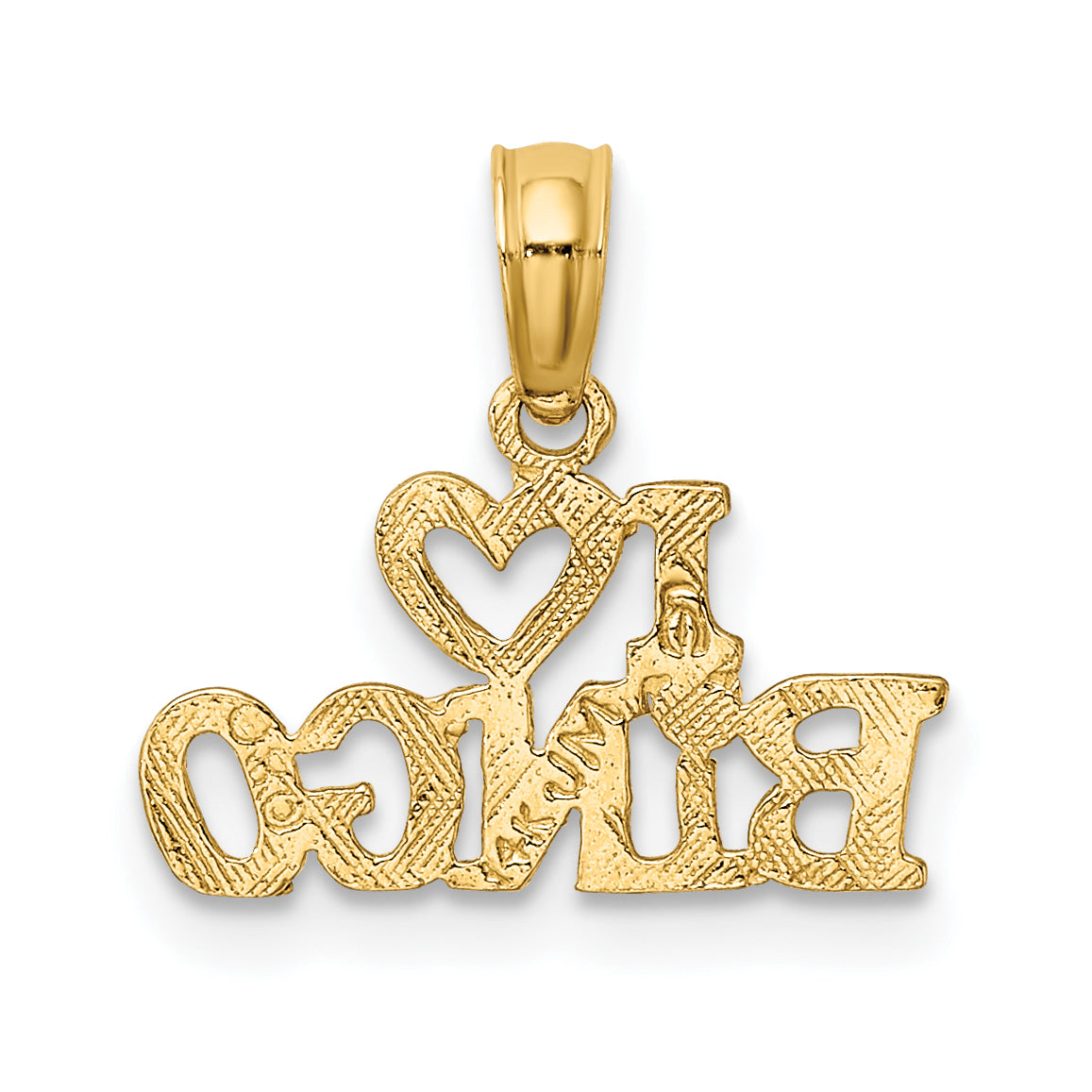 14K Yellow Gold Polished/Textured I Love Bingo Charm