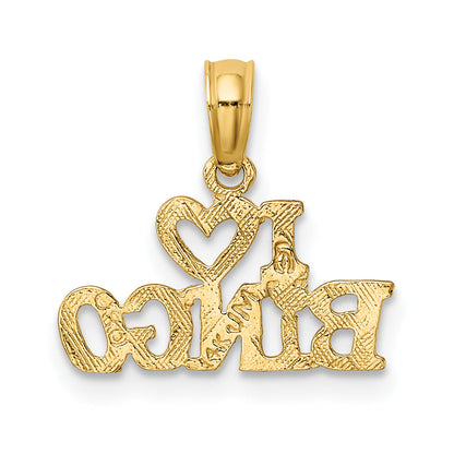 14K Yellow Gold Polished/Textured I Love Bingo Charm