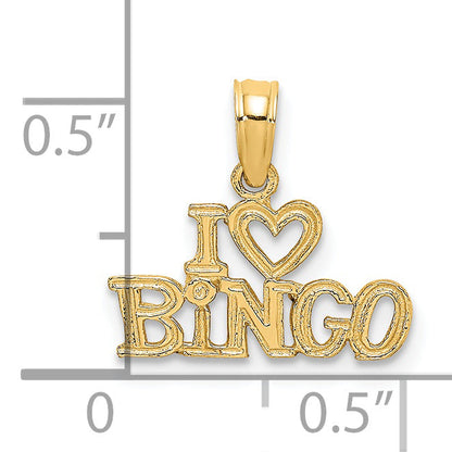 14K Yellow Gold Polished/Textured I Love Bingo Charm
