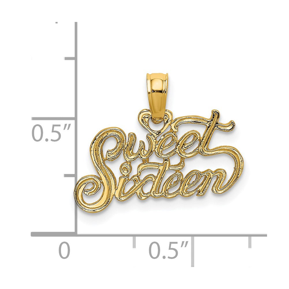 14K Yellow Gold Sweet Sixteen Charm