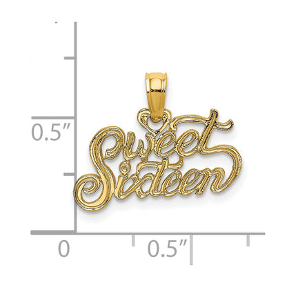 14K Yellow Gold Sweet Sixteen Charm