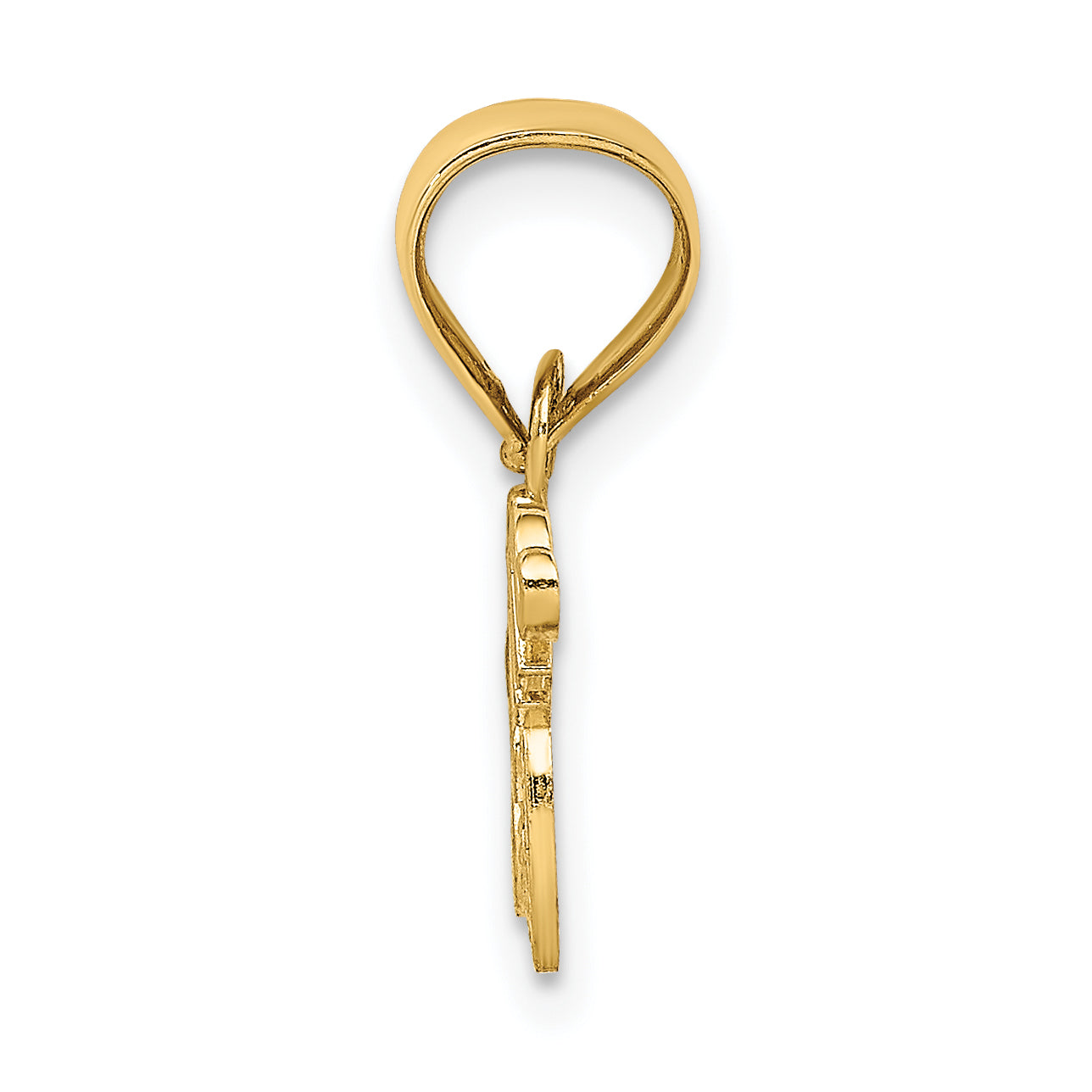 14K Yellow Gold Mom With Heart Charm