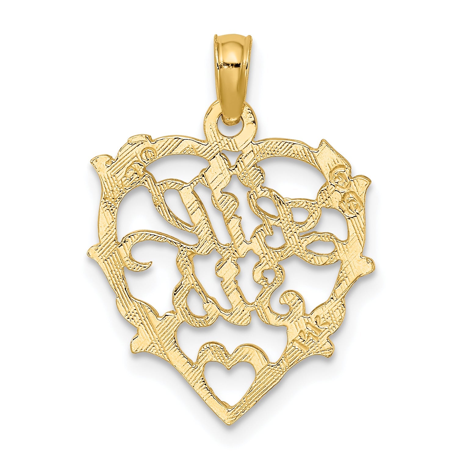 14K Yellow Gold Lil Sis In Heart Charm