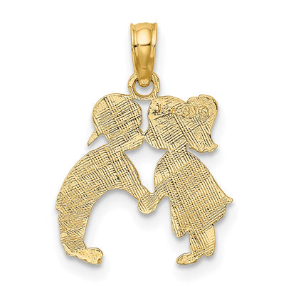 14K Yellow Gold Kissing Boy And Girl Charm