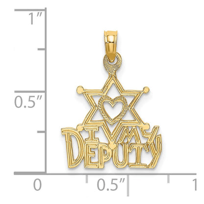 14K Yellow Gold I Heart My Deputy Charm
